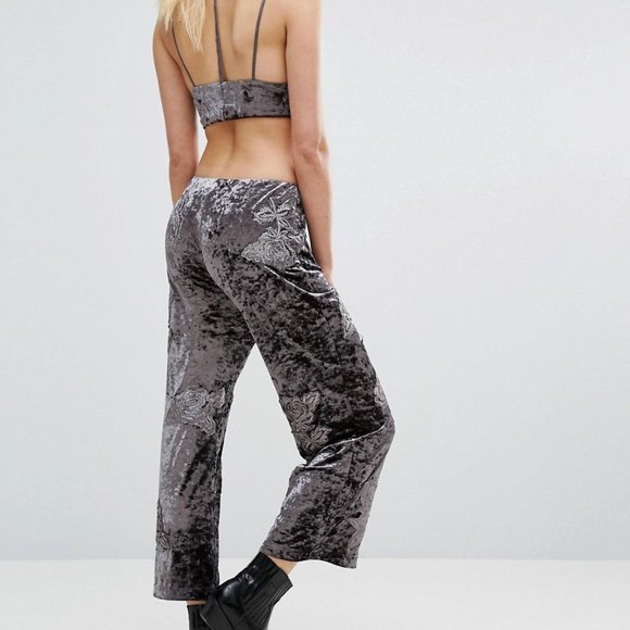 Velvet Embroidered Trousers - Picture 2 of 2